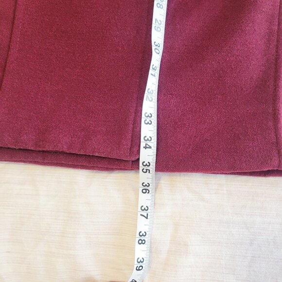 Burgundy Pea Coat, Winter Military Trench Coat, Holiday Classic Jacket - Picture 11 of 12